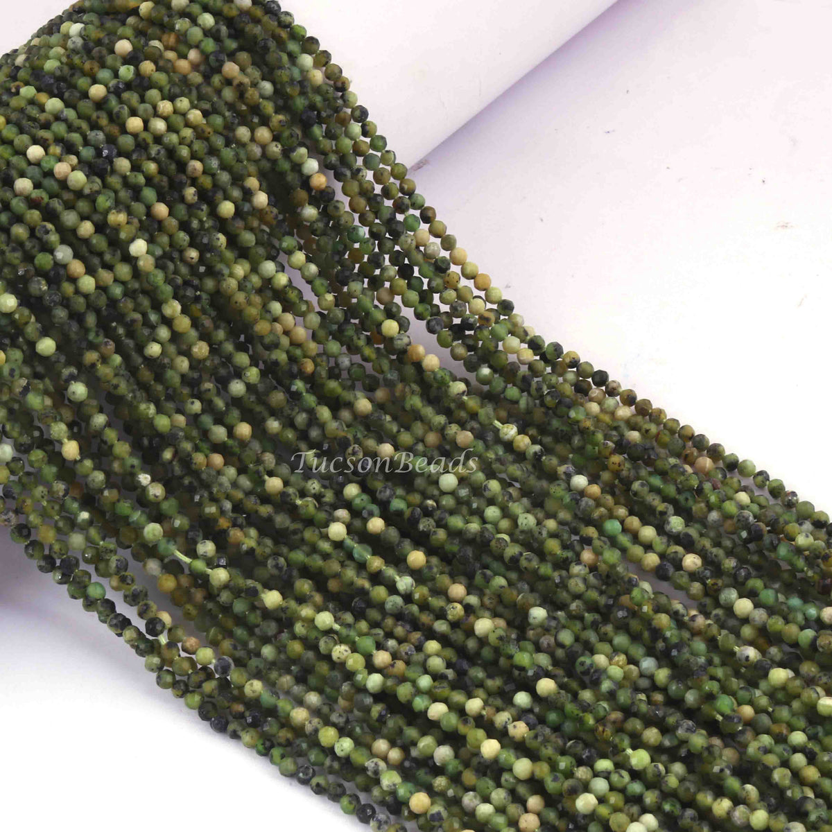 AAA Shaded Green Opal Micro Faceted 2mm Beads - RB227