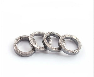 1 Pc Unique Pave Diamond Round Lock Claps, 11mm 925 Sterling Silver, Round Shape Designer Claps, Both Size Diamond, DJ00186