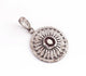 1 Pc Pave Diamond With Rosecut Diamond, Round Shape, Designer Pendant, 35mmx25mm, 925 Sterling Silver PDC0460