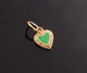 1 Pc Pave Diamond Enamel Small Heart Pendant, 12mmx9mm, 925 Sterling Silver/ Yellow Gold Vermeil You Choose PDC00232