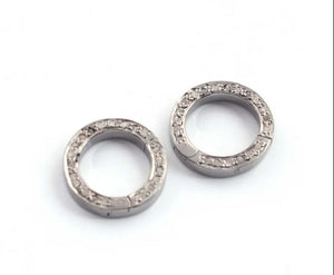 1 Pc Unique Pave Diamond Round Lock Claps, 11mm 925 Sterling Silver, Round Shape Designer Claps, Both Size Diamond, DJ00186