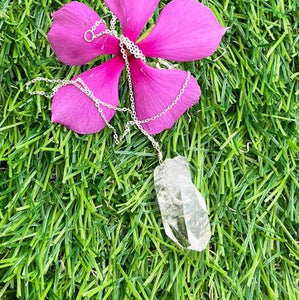 Herkimer Diamond Necklace With 925 Sterling Silver Chain, Gemstone Necklace 31mmx12mm- 18 Inches Long HR007 - Tucson Beads