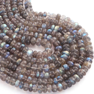 1  Strand Labradorite Smooth Rondelles-  -8mm-11mm - 10.5 Inches BR0501