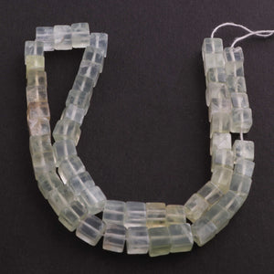 1 Strand Prehnite Faceted Cube Briolettes- Prenite Briolettes 8mm - 12 inches BR1369