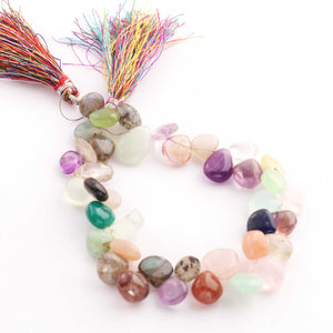 1  Long Strand Multi Stone Smooth Briolettes - Assorted Shape Mix Stone Briolettes -10mmx10mm-12mmx10mm - 8 Inches BR892