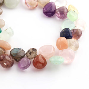 1  Long Strand Multi Stone Smooth Briolettes - Assorted Shape Mix Stone Briolettes -10mmx10mm-12mmx10mm - 8 Inches BR892