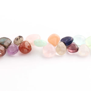 1  Long Strand Multi Stone Smooth Briolettes - Assorted Shape Mix Stone Briolettes -10mmx10mm-12mmx10mm - 8 Inches BR892