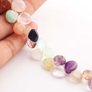 1  Long Strand Multi Stone Smooth Briolettes - Assorted Shape Mix Stone Briolettes -10mmx10mm-12mmx10mm - 8 Inches BR892