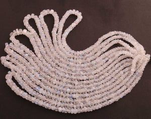 1  Long Strand White Rainbow  Moonstone Faceted Rondelles  -  6mm-8mm -15 Inches BR1501