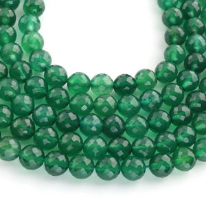 1 Strand Green Onyx Faceted Ball Beads - Gemstone Ball Beads 6mm 10 Inches BR1517