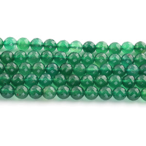 1 Strand Green Onyx Faceted Ball Beads - Gemstone Ball Beads 6mm 10 Inches BR1517