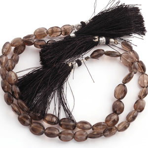 1 Strand Smoky Quartz Faceted  Briolettes  - Oval Shape Beads 9mmx7mm 9.5 Inches BR1529