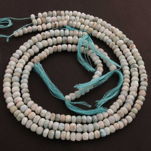 1  Long Strand Larimar Faceted Roundelles - Semi Precious Gemstone Rondelles  Shape Beads 6mm-14 Inches BR1521