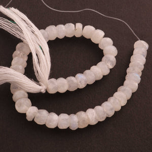 1 Strand White Rainbow Moonstone Faceted Rondelles - Roundelle Beads 6mm-7mm 8 Inches BR1514