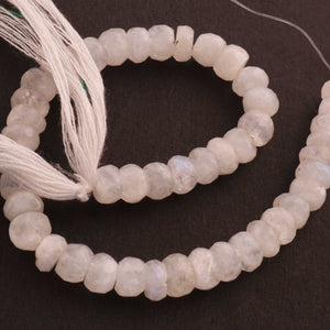 1 Strand White Rainbow Moonstone Faceted Rondelles - Roundelle Beads 6mm-7mm 8 Inches BR1514