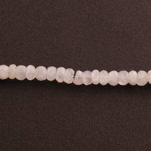 1 Strand White Rainbow Moonstone Faceted Rondelles - Roundelle Beads 6mm-7mm 8 Inches BR1514