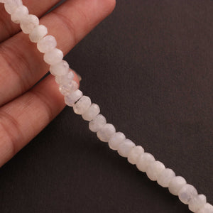 1 Strand White Rainbow Moonstone Faceted Rondelles - Roundelle Beads 6mm-7mm 8 Inches BR1514