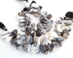 1 Strand Dendrite opal  Smooth Briolettes  -Pear Shape Briolettes  -12mmx8mm-26mmx14mm 8 Inches BR1540