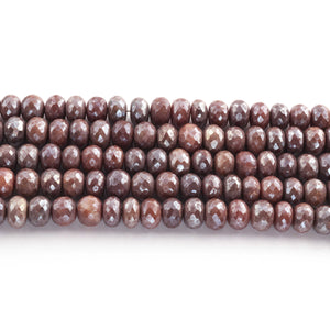 1 Strand Chocolate Moonstone Silver Coated Faceted Rondelles - Roundle Beads 8mm-11mm 14 Inches BR1569