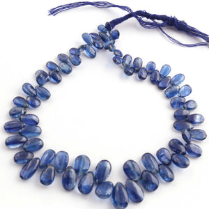 1  Strand Blue kyanite  Smooth Briolettes -Pear Shape Briolettes - 4mmx8mm-13mmx8mm - 9 Inches BR1599