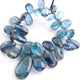 1 Strand Natural Royal Blue Moss Kyanite  Smooth Briolettes -Pear Shape Briolettes - 5mmx10mm-19mmx10mm - 5 Inches BR1593