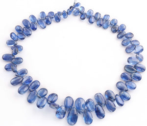 1 Long Strand Blue kyanite  Smooth Briolettes -Pear Shape Briolettes - 5mmx7mm-12mmx7mm - 9 Inches BR1589