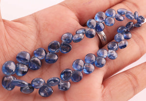 1 Long Strand Blue kyanite  Smooth Briolettes -Heart Shape Briolettes - 5mm-8mm - 8 Inches BR1587