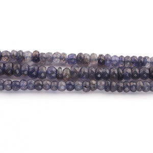 1 Strand AAA Quality Iolite  Faceted Rondelle - Iolite Gemstone  Beads 4mmx5mm -6mmx7mm13.5 Inches BR1598