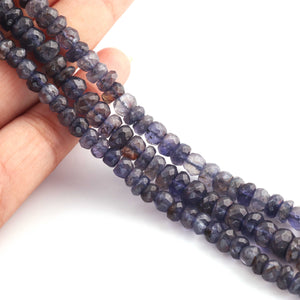 1 Strand AAA Quality Iolite  Faceted Rondelle - Iolite Gemstone  Beads 4mmx5mm -6mmx7mm13.5 Inches BR1598