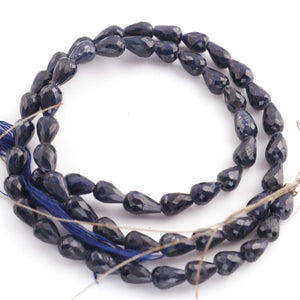 1 Long Strand Blue Sapphire  Faceted Briolette-Tear Shape  Briolette  5mm-7mm-15 Inches BR1360