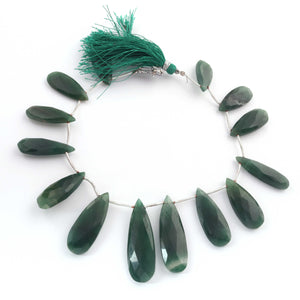 1 Strand Green Nugget Faceted Briolettes - Pear Shape Briolettes - 23mmx10mm-37mmx12mm 9.5 Inches BR01988 - Tucson Beads