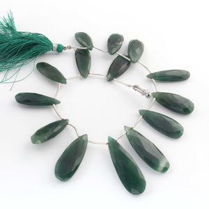 1 Strand Green Nugget Faceted Briolettes - Pear Shape Briolettes - 23mmx10mm-37mmx12mm 9.5 Inches BR01988 - Tucson Beads