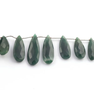 1 Strand Green Nugget Faceted Briolettes - Pear Shape Briolettes - 23mmx10mm-37mmx12mm 9.5 Inches BR01988 - Tucson Beads