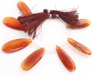 1 Strand Shaded Brown Chalcedony Pear  Briolettes -Pear  Beads - 39mmx24mm - 7 Inches BR1572