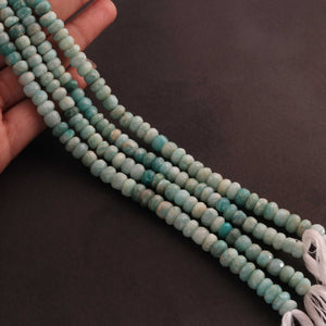 1  Long Strand Amazonite   Facered Rondelles - Roundelle Beads  6mm-8mm-13.5 Inches BR1600