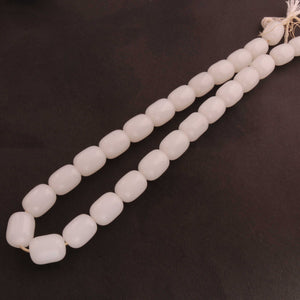 1 Strand White Chalcedony Smooth Drum Beads- Chalcedony Smooth Drum Beads 16mmx12mm 15 inches BR1597