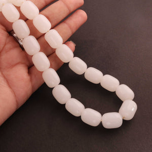 1 Strand White Chalcedony Smooth Drum Beads- Chalcedony Smooth Drum Beads 16mmx12mm 15 inches BR1597