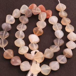 1 Strand Multi Moonstone Faceted Heart Briolettes - Multi Moonstone Beads. 8mm-9mm 14.5 inches BR1590