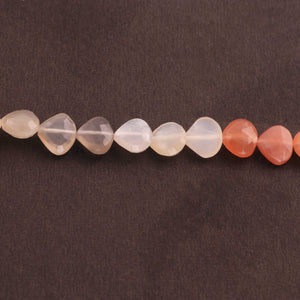 1 Strand Multi Moonstone Faceted Heart Briolettes - Multi Moonstone Beads. 8mm-9mm 14.5 inches BR1590