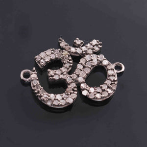 1 Pc Pave Diamond "Om" Symbol Charm Over 925 Sterling Silver "Om" Symbol Pendant 22mmX17mm PD1938