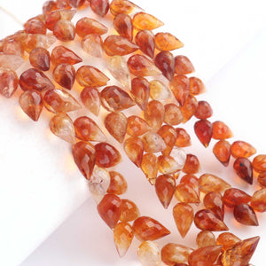 1 Strand Natural Shaded Hessonite Faceted Tear Drop Briolettes - Semi Precious Gemstone Water Drop- Beautiful Jewelry Making Briolettes Beads - 7mmx5mm-10mmx5mm - 7 Inches - BR3512