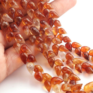 1 Strand Natural Shaded Hessonite Faceted Tear Drop Briolettes - Semi Precious Gemstone Water Drop- Beautiful Jewelry Making Briolettes Beads - 7mmx5mm-10mmx5mm - 7 Inches - BR3512