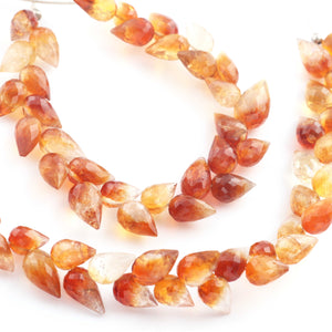 1 Strand Natural Shaded Hessonite Faceted Tear Drop Briolettes - Semi Precious Gemstone Water Drop- Beautiful Jewelry Making Briolettes Beads - 7mmx5mm-10mmx5mm - 7 Inches - BR3512