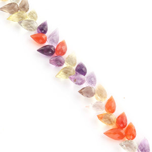 1 Strand Natural Mix Stone Faceted Tear Drop Briolettes - Semi Precious Gemstone Water Drop- Beautiful Jewelry Making Briolettes Beads - 8mmx6mm-12mmx7mm - 7.5 Inches - BR3532