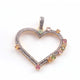 1 Pc Pave Diamond Multi Tourmaline & Rainbow Moonstone 36mm Heart Pendant - 925 Sterling Silver- Vermeil- Love Pendant PD1173