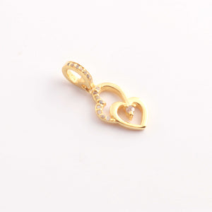 1 Pc Pave Diamond Heart Charm Pendant, 925 Sterling Silver, Rose & Yellow Gold Vermeil Heart Pendant Pave Diamond Jewelry 17mmx10mm You Choose PDC000444 - Tucson Beads