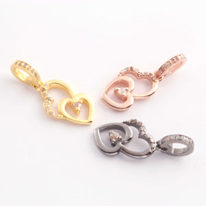 1 Pc Pave Diamond Heart Charm Pendant, 925 Sterling Silver, Rose & Yellow Gold Vermeil Heart Pendant Pave Diamond Jewelry 17mmx10mm You Choose PDC000444 - Tucson Beads