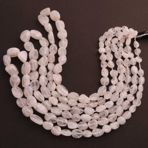 1 Strand White Rainbow Moonstone Smooth Briolettes  -Oval Shape Briolettes - 5mm-7mm - 14mm-9mm -18 Inches BR1679