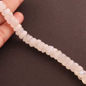 1 Strand White Rainbow Moonstone faceted Rondelles -  11mm-9mm 7.5 Inches BR1643