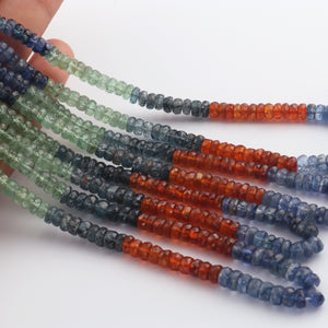 1  Long Strand Multi  Kyanite Faceted Rondelles -Gemstone Rondelles 4mm-5mm-15 Inches BR02531 - Tucson Beads